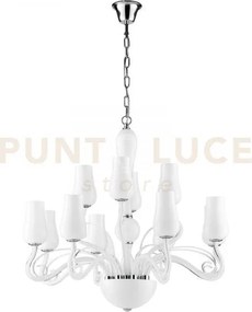 Lampadario angel bianco e cromo 12 luci attacco e14 80x140cm vetro ...