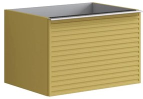 Mobile da bagno sotto lavabo Pixel stripes giallo laccato L 60 x H 40 x P 45.5 cm 2 cassetti, lavabo non incluso