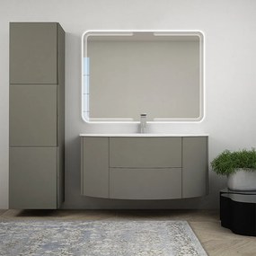 Mobile da bagno sospeso 120 cm Nairobi Grigio talpa opaco con specchio led e colonna da 170 cm