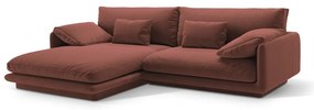 Divano angolare rosa (con penisola a sinistra/con chaise lounge) con rivestimento in velluto Torino – Micadoni