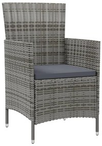 Set da Pranzo da Esterno 5 pz con Cuscini in Polyrattan Grigio