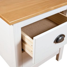 Comodino Hill Bianco 46x35x49,5 cm Legno Massello di Pino