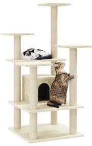 Albero per gatti con pali tiragraffi in sisal crema 110 cm