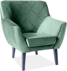 Poltrona in velluto Kier 1 velluto verde Blu78/wenge