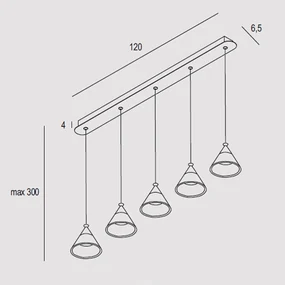 Sospensione Contemporanea Cony Metallo Oro Rosato Led 35W