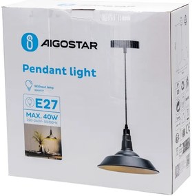 Aigostar - Lampadario a sospensione con filo 1xE27/60W/230V nero