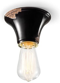 Plafoniera Vintage Tonda Piccola Ceramica Nera 1 Luce E27