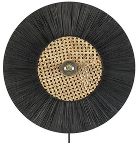 Lampada da parete rattan naturale e nero ⌀ 50 cm YAAPI Beliani