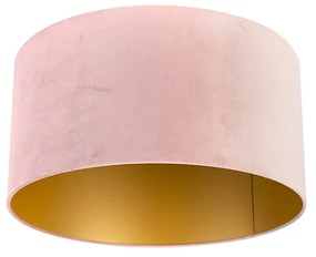 Paralume in velluto rosa 50/50/25 con interno dorato