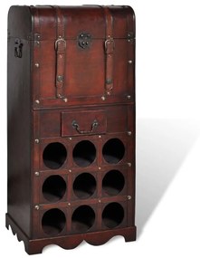 Bottigliera İn Legno Per 9 Bottiglie Con Contenitore /