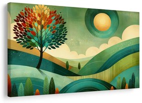 Quadro su tela – Albero della vita in un paesaggio soleggiato