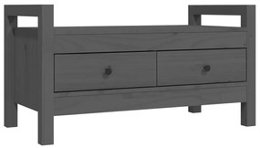Panca da ingresso grigio 80x40x43 cm in legno massello di pino