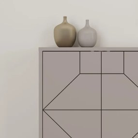 Madia Moderna 6 Ante 183 Cm Design Geometrico Piedi Metallici Dune Tortora