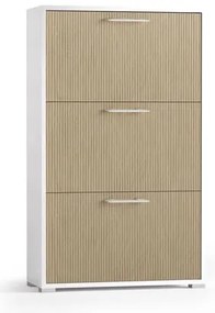 Scarpiera 3 ante doppia profondità L 67 x H 112 x P 28 cm 18 paia, beige
