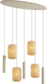Lampada a Sospensione Japandi Beige 7 Luci - Pluni Tuba