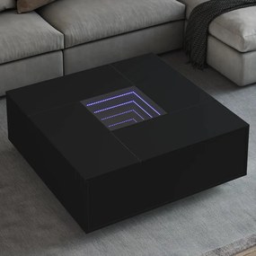 Tavolino Da Salotto Con Led Infinity Nero 100x100x40 Cm /