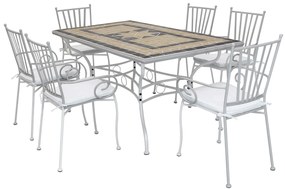 VENTUS - set tavolo in ferro cm 160 x 90 x 74 h con 6 poltrone Ventus