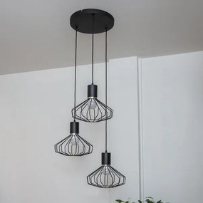 Lampadario a sospensione con cavo SOLANO 3xE27/15W/230V nero/cromo lucido