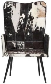 Sedia a Schienale Alto Pelosa in Vera Pelle Nera e Bianca