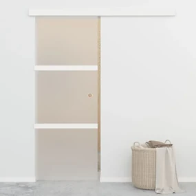 Porta Scorrevole Fermi Vetro Esg E Alluminio Argento 76x205 Cm /
