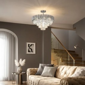 Brilagi - Lampadario a plafone ECLIPSE 7xE14/10W/230V Ø 48 cm, finitura argento