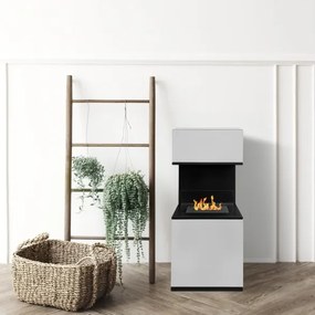 Camino a bioetanolo da terra Oslo in acciao bianco L38xP38xH100 cm