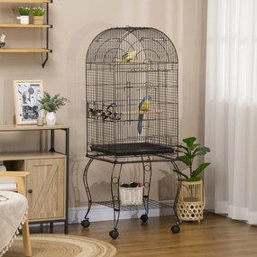 Voliera Gabbia per Uccelli e Canarini 51x51x153 cm con Ruote in Metallo Nero...