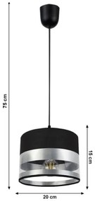 Lampadario su filo MILO 2xE27/60W/230V argento/nero