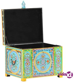 vidaXL Baule Dipinto a Mano 50x40x40 cm in Legno Massello di Mango