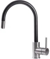 Rubinetto Cucina Miscelatore Monocomando Lavello Canna Tonda Girevole in Acciaio Inox Nero