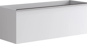 Cassettiera Pixel con 2 cassetti frontale plain laccato opaco bianco e maniglia alluminio brillante L120 x H40 x P45,5 cm