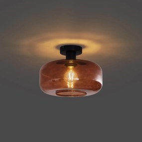 Lampada da soffitto retrò nera con vetro bronzo - Bizle