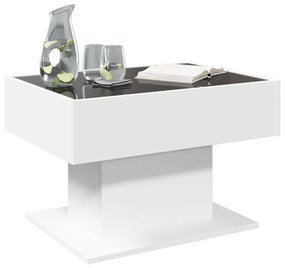 Tavolino salotto con led bianco 70x50x45 cm legno multistrato