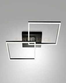 Bard  plafoniera nera l.65x65cm 2 luci a led 3000k - 52w - 5180 lm ...