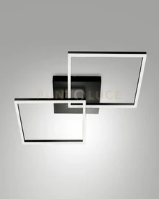 Bard  plafoniera nera l.65x65cm 2 luci a led 3000k - 52w - 5180 lm ...