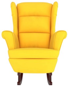 Sedia a dondolo con gambe in massello di hevea giallo velluto