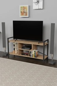 Mobile Porta TV Stile Industrial 120x35x60 Con Vani A Giorno Cult Rovere