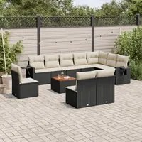 Set Divani da Giardino 11 pz con Cuscini in Polyrattan Nero 3224614