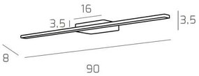 Applique Moderna Line Metallo Bianco Diffusore Acrilico B Led 14,4W Nat 90Cm