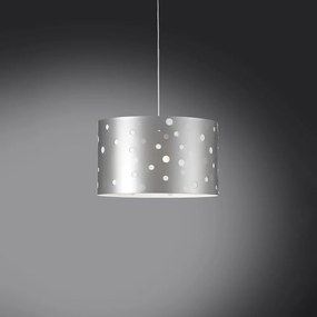 Sospensione Moderna A 5 Luci Pois Xxl In Polilux Bicolor Silver Made In Italy