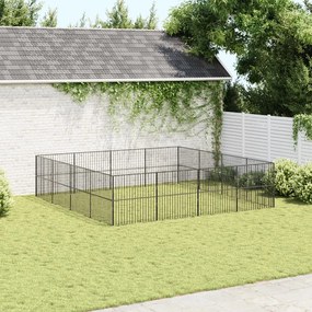 Box per cani 16 pannelli nero acciaio zincato