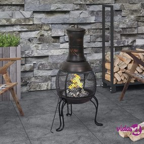 vidaXL Stufa da Giardino con Attizzatoio 39x39x90 cm in Acciaio