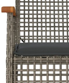 Set da pranzo da giardino 9 pz con cuscini in polyrattan grigio