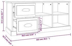 Mobile Porta TV Grigio Sonoma 102x35,5x47,5cm Legno Multistrato