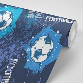 Carta da parati autoadesiva – Palla da calcio in blu