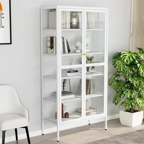 Vetrina Bianca 90x40x180 Cm İn Acciaio E Vetro Temperato /