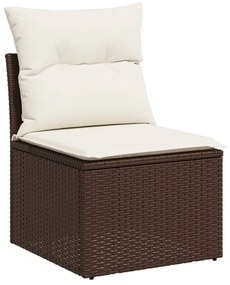 Set divano da giardino 6 pz con cuscini marrone in polyrattan