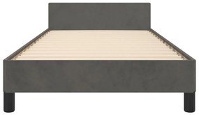 Giroletto con testiera grigio scuro 80x200 cm in velluto