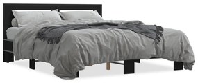 Giroletto Nero 160x200 Cm İn Legno Multistrato E Metallo /