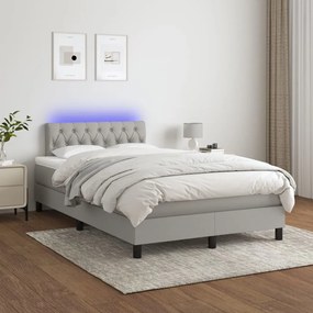 Letto a Molle Materasso e LED Grigio Chiaro 120x200 cm Tessuto